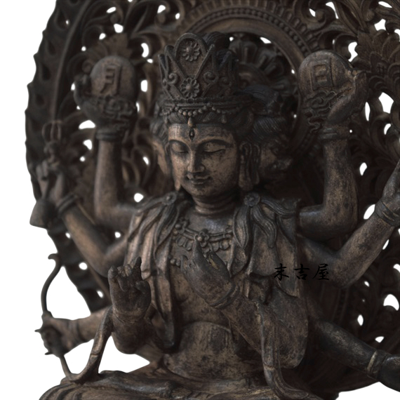 木彫り 仏像 摩利支天 座像 仏教美術 摩利支天像 置物 フィギュア 木彫