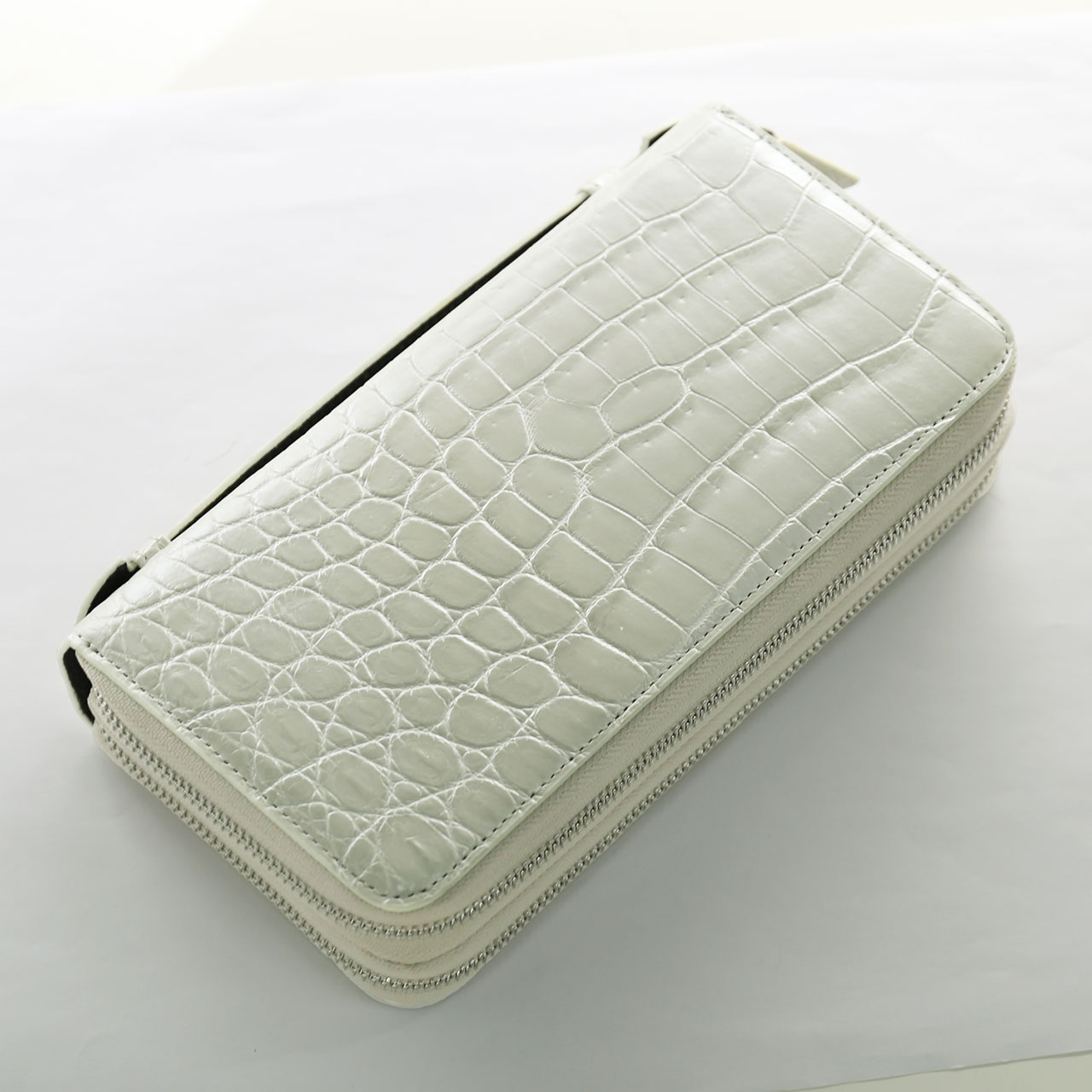 クロコダイル オーガナイザー クラッチバッグ ダブルファスナー マット