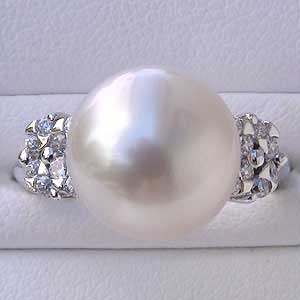 パール 指輪 真珠 リング 南洋白蝶真珠 12mm ホワイトゴールド