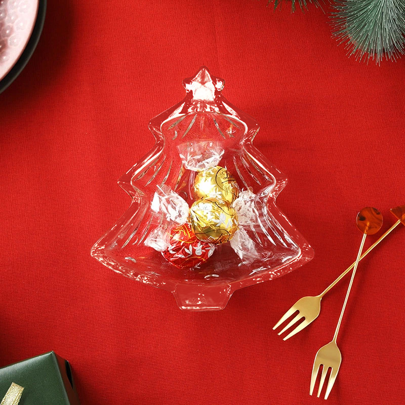 最大50%OFFセール】クリスマスツリー型 プレート 15cm ガラス製 お皿