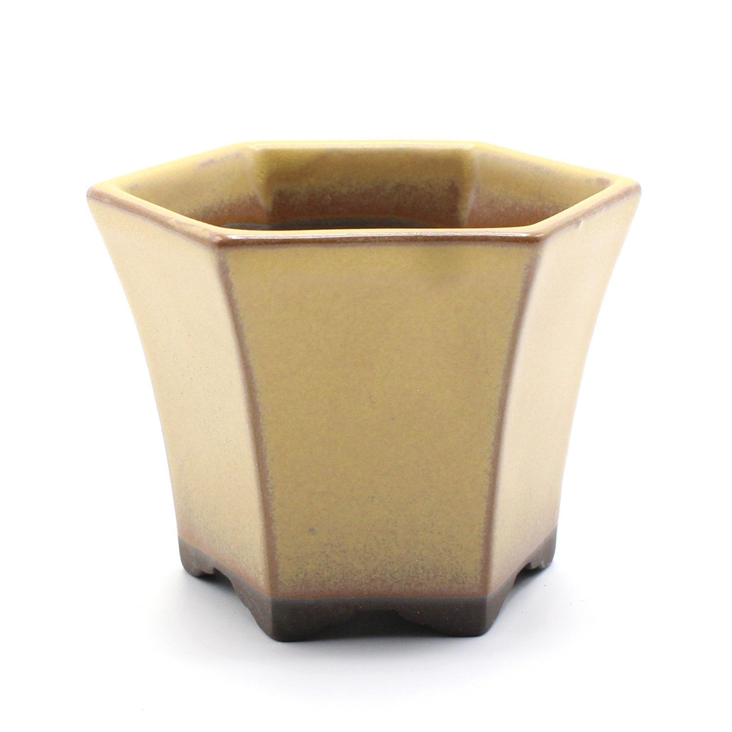 盆栽鉢 2号クラス ミニ 六角反鉢 懸崖 小鉢 瀬戸焼 2.5号 深型 陶器 約