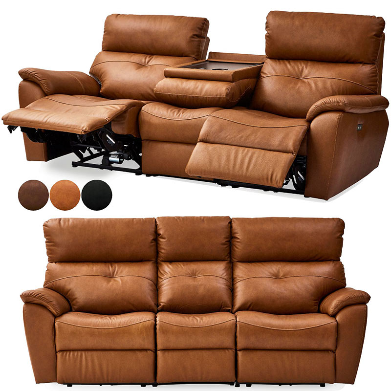 爆買 本革 電動 リクライニングソファー 3人掛け 電動ソファ