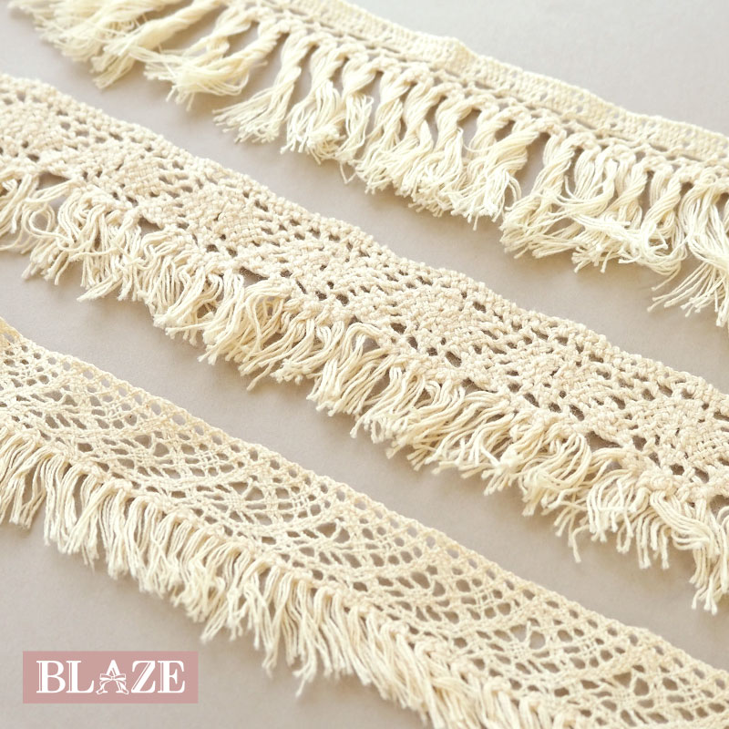 BLAZE 100cmカット コットンレース 綿 フリンジ シンプル ナチュラル
