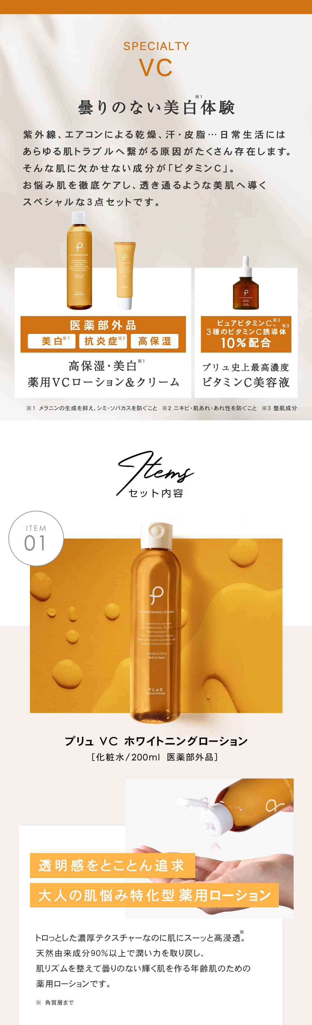 PLuS（プリュ） スキンケアセット ビタミンC誘導体 医学部外品 化粧水