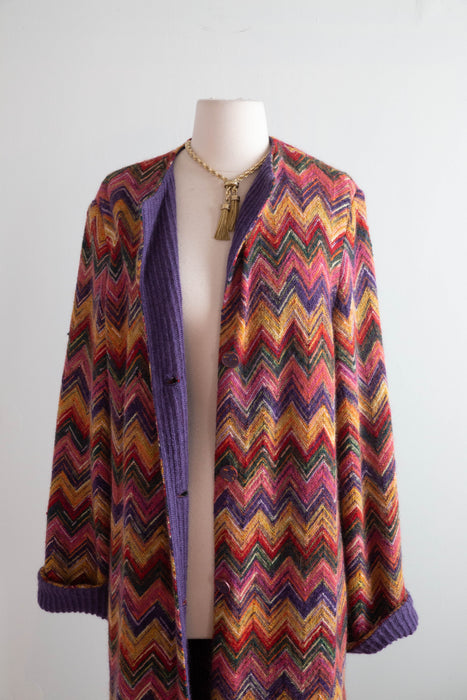 Vintage Missoni Zig Zag Rainbow Wool & Mohair Knit Longline