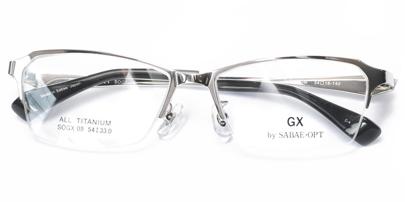 SOGX-09-C4 メタルシルバー GX by SABAE・OPT 日本製ハーフリムチタン