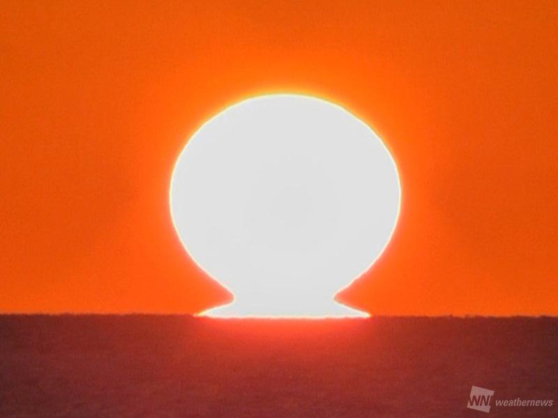 愛媛県で「だるま夕日」が出現 - ウェザーニュース