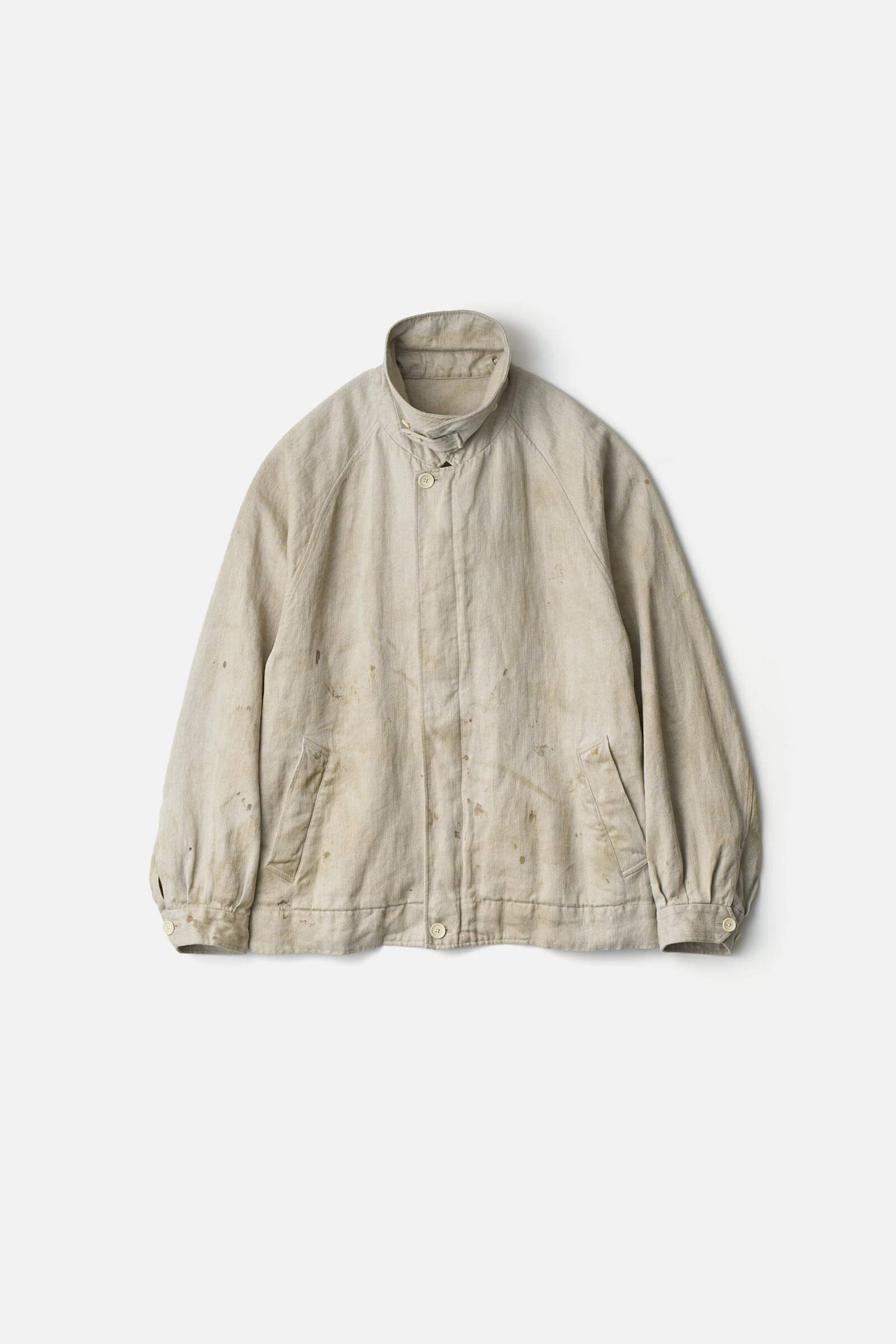 HEAVY LINEN HERRINGBONE ZIP JACKET – ssstein