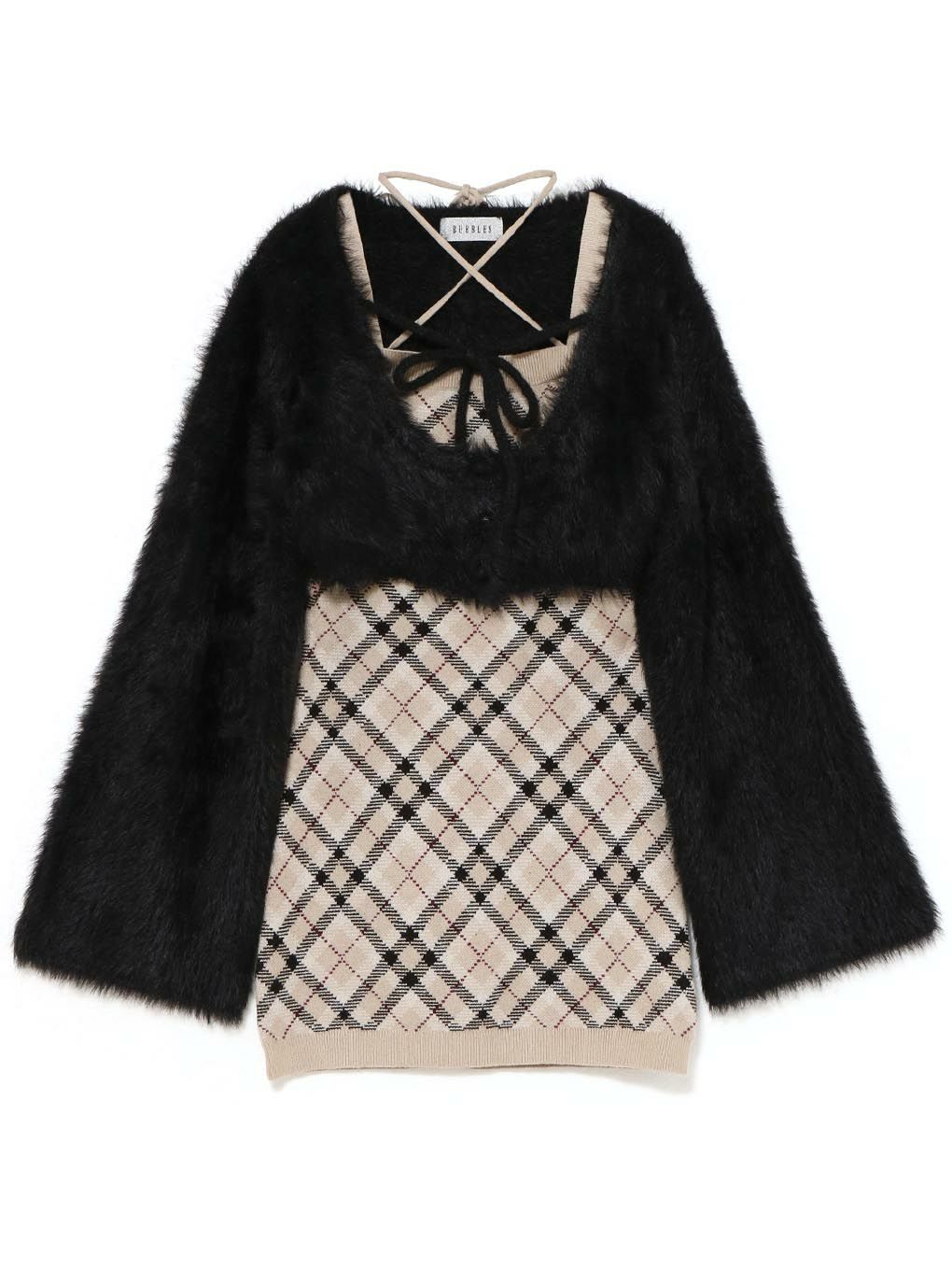 BUBBLES】チェックシャギーカーデワンピース | sparkling mall online