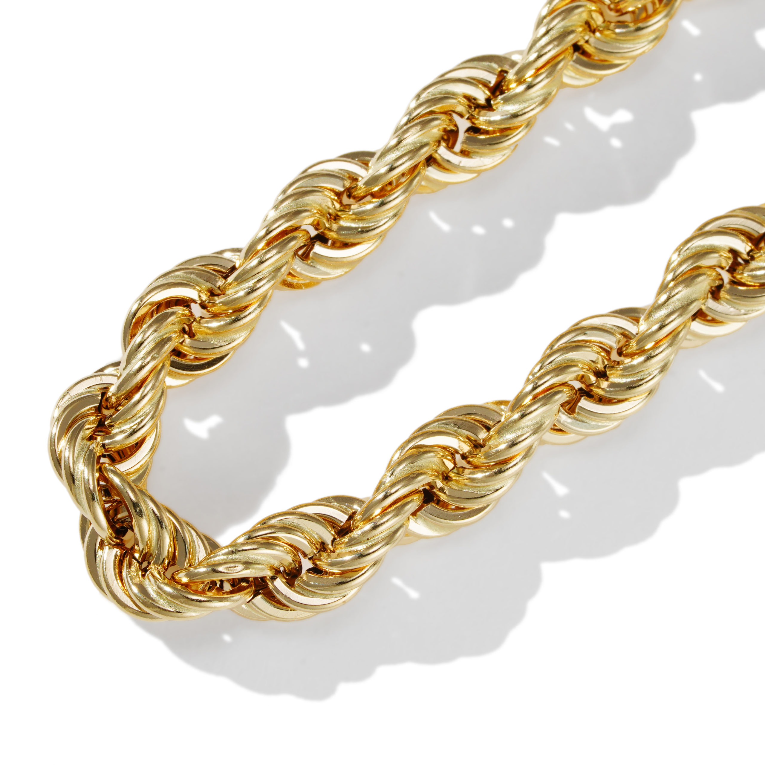 K18 18金 ロープ ブレスレット 5.4mm幅 16cm～22cm 引輪 選べるサイズ