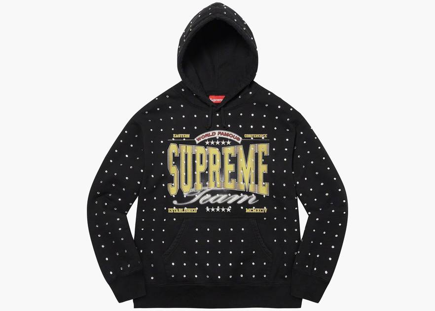 Supreme Rhinestone Hooded Sweatshirt Black | Hype Clothinga