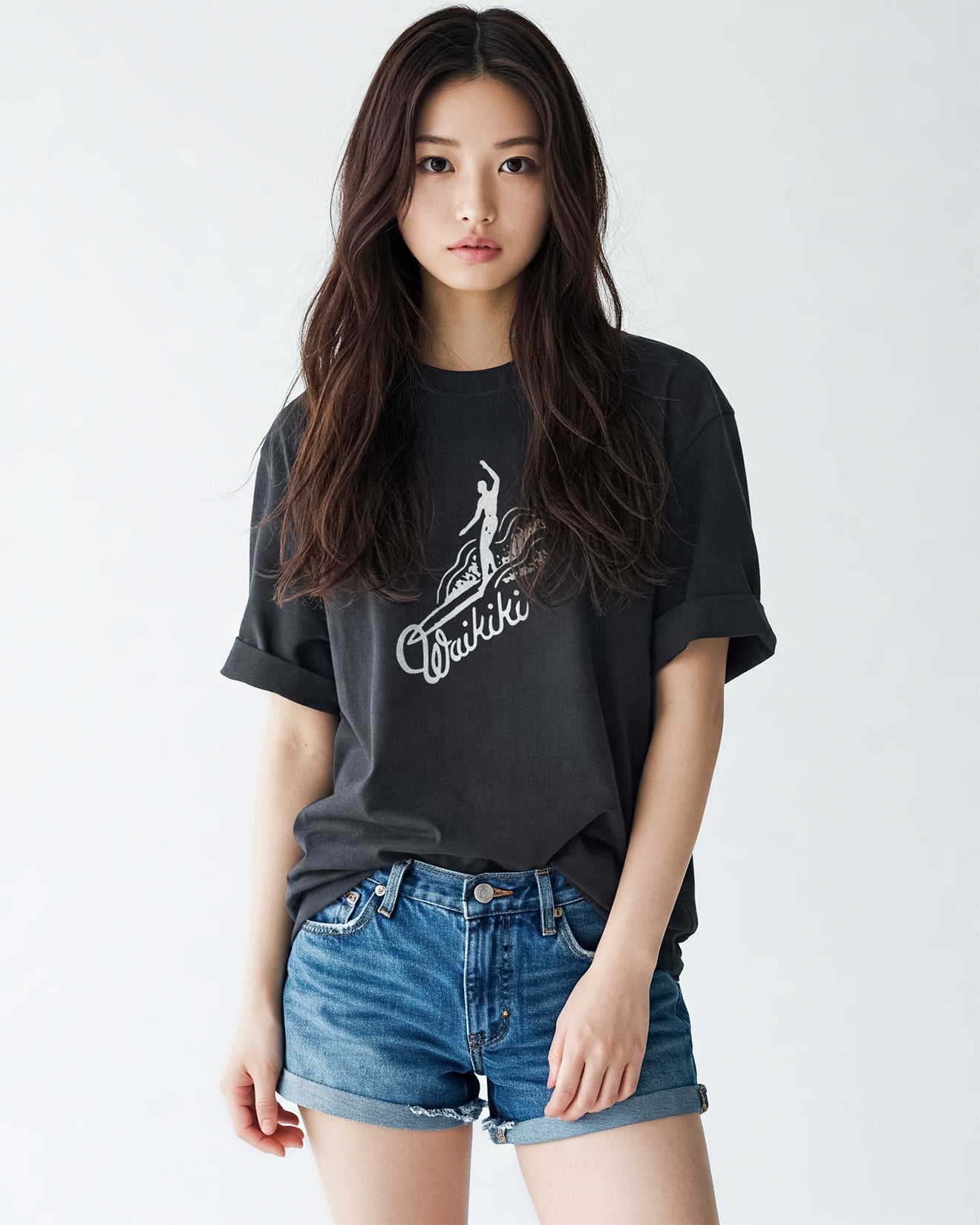 WAIKIKI SURF ハワイアン サーフTシャツ スミクロ - HOLIDAZE