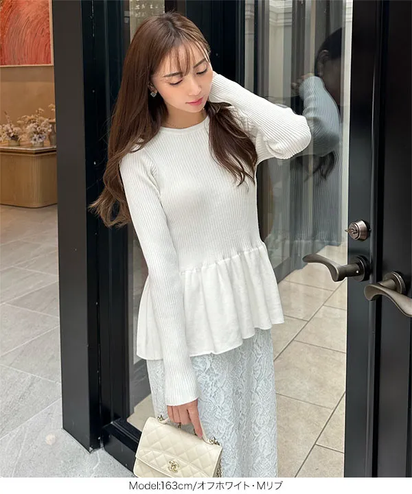 岡部あゆみさんコラボ ］選べる2タイプペプラムニットトップス [N1204