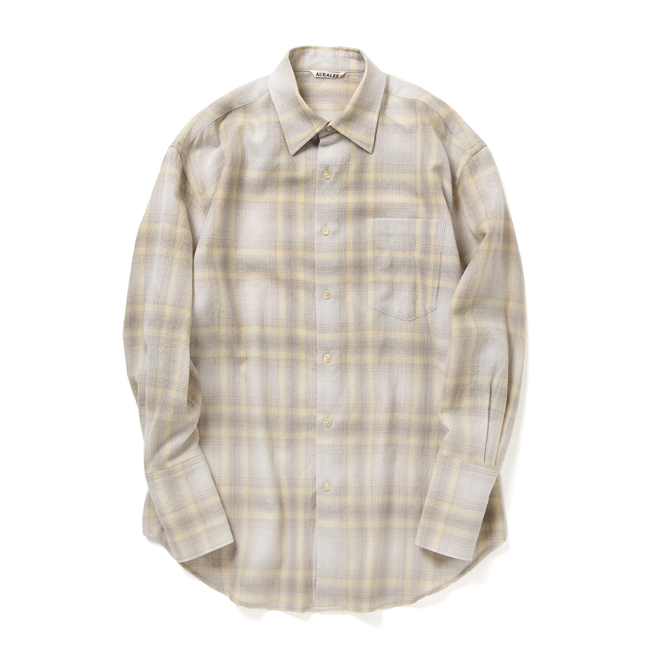 AURALEE / オーラリー | AIRY WOOL CHECK SHIRT (レディース) - Yellow