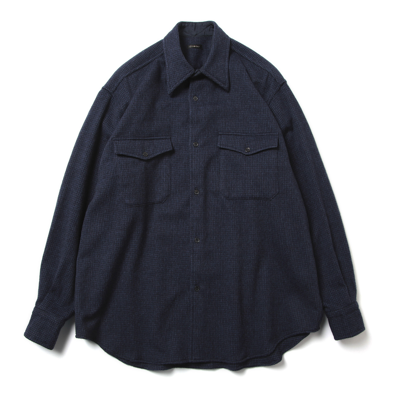 COMOLI / コモリ | W/CA ハウンドトゥース CPO - Navy | 通販 - 正規