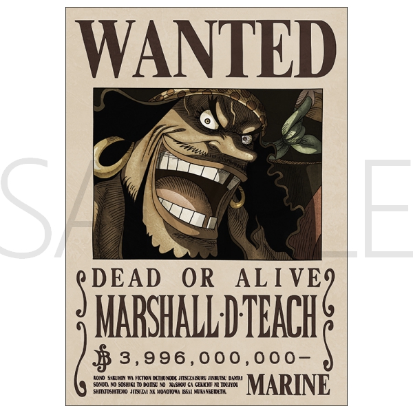 ワンピース】海軍発行公式手配書 マーシャル・D・ティーチ 39億9600万
