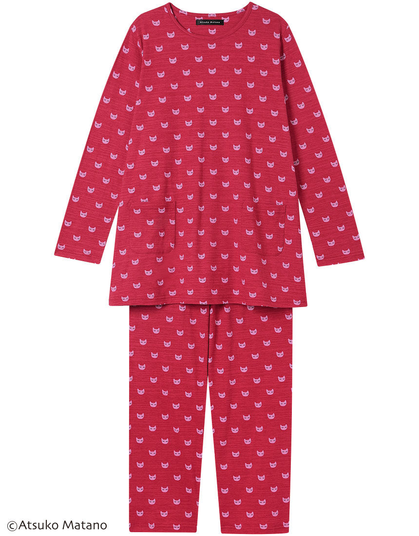 アツコマタノ 【綿100％】やさしい肌ざわり 猫プリントが