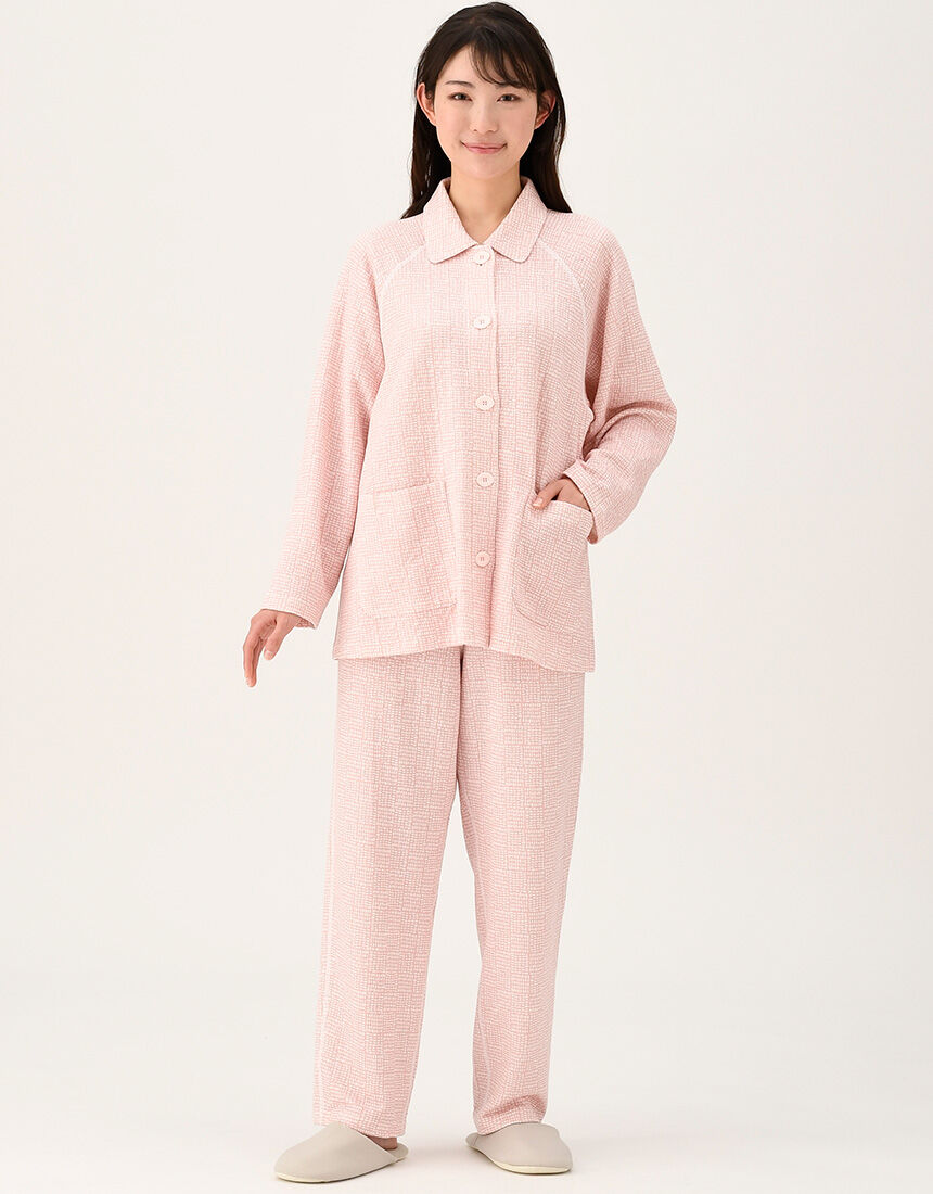 ワコール／らくラクパートナー キルトニット素材【長袖・レモンボタン