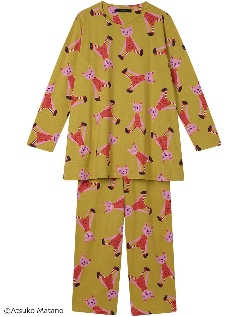 アツコマタノ 【綿100％】やさしい肌ざわり 猫プリントが