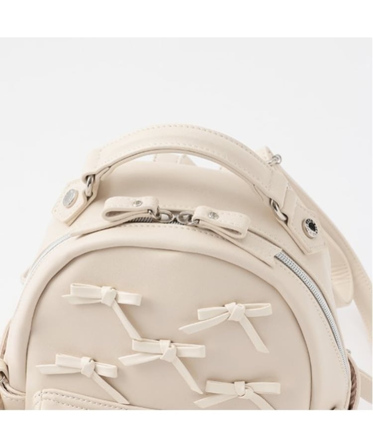 ファーぼん天チャームつきリボンいっぱい合皮リュック（リュック