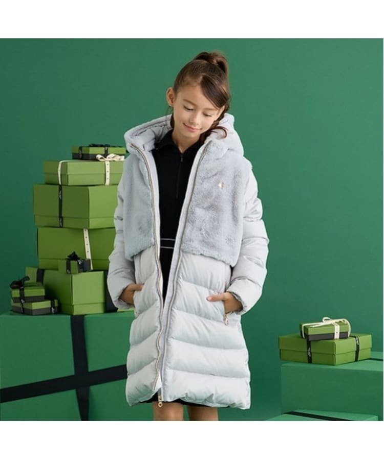 ガールズ フェイクファー切り替えダウンコート（ダウンジャケット