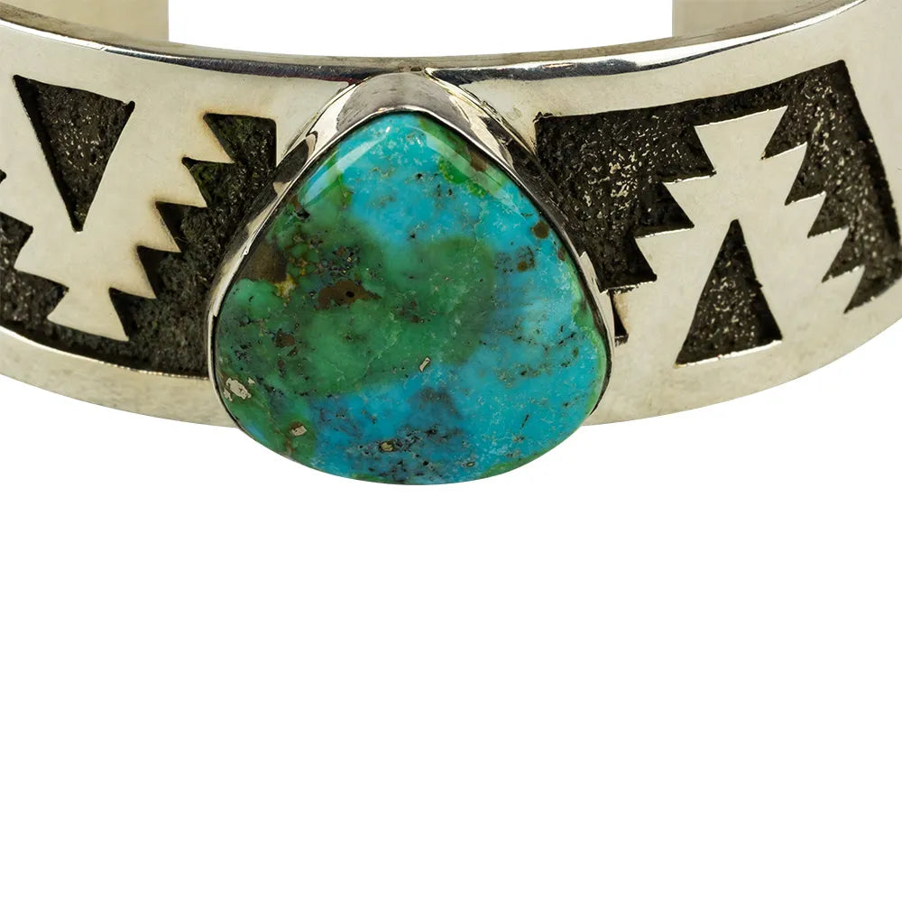 Silver Navajo Bracelet with Candelaria Turquoise by Marita Jackson