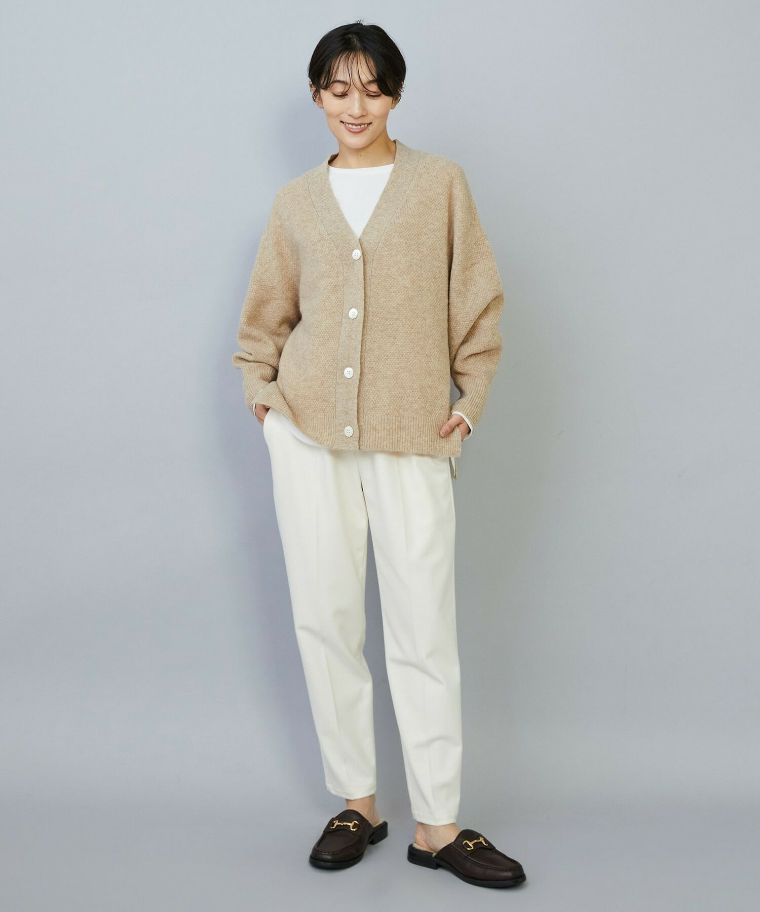 クーマラム鹿の子編みVネックカーディガン｜BIGI online store - ビギ