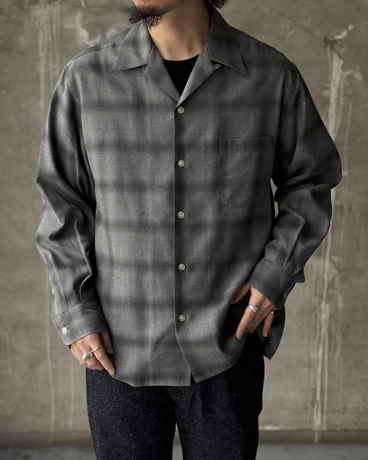 Wacko Maria Ombre 長袖シャツ グレー系 ミント チェック OMBRE CHECK