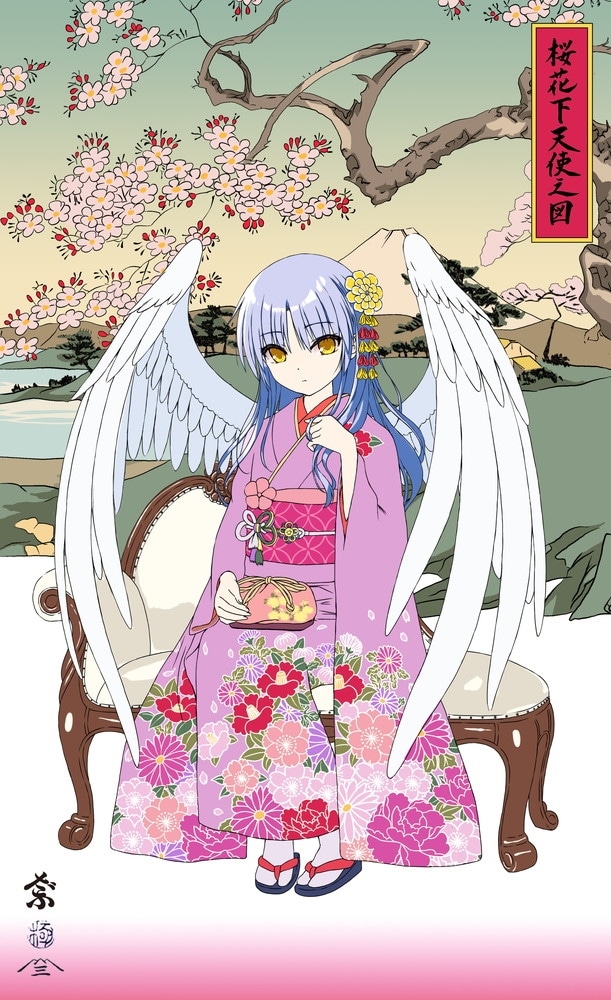 Angel Beats!』浮世絵木版画 桜花下天使之図 立華かなで: その他グッズ