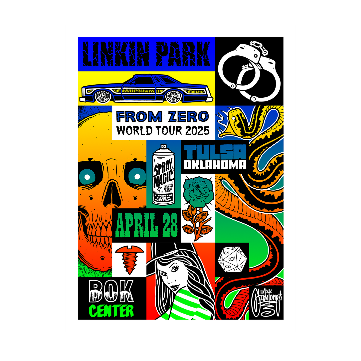 FZ 2025 Tour Tulsa Poster (April 28th) - Mike Giant – Linkin Park