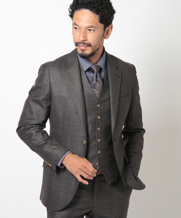 ブライト杢グレンチェックスーツセットアップ＜スリーピース対応