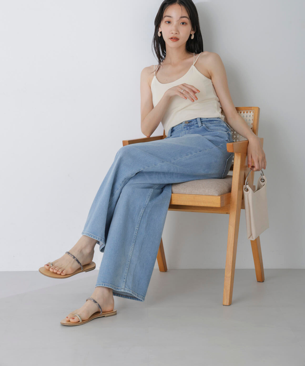 Healthy DENIM / 別注 Pink Pepper ワイド ストレート デニム L.ブルー