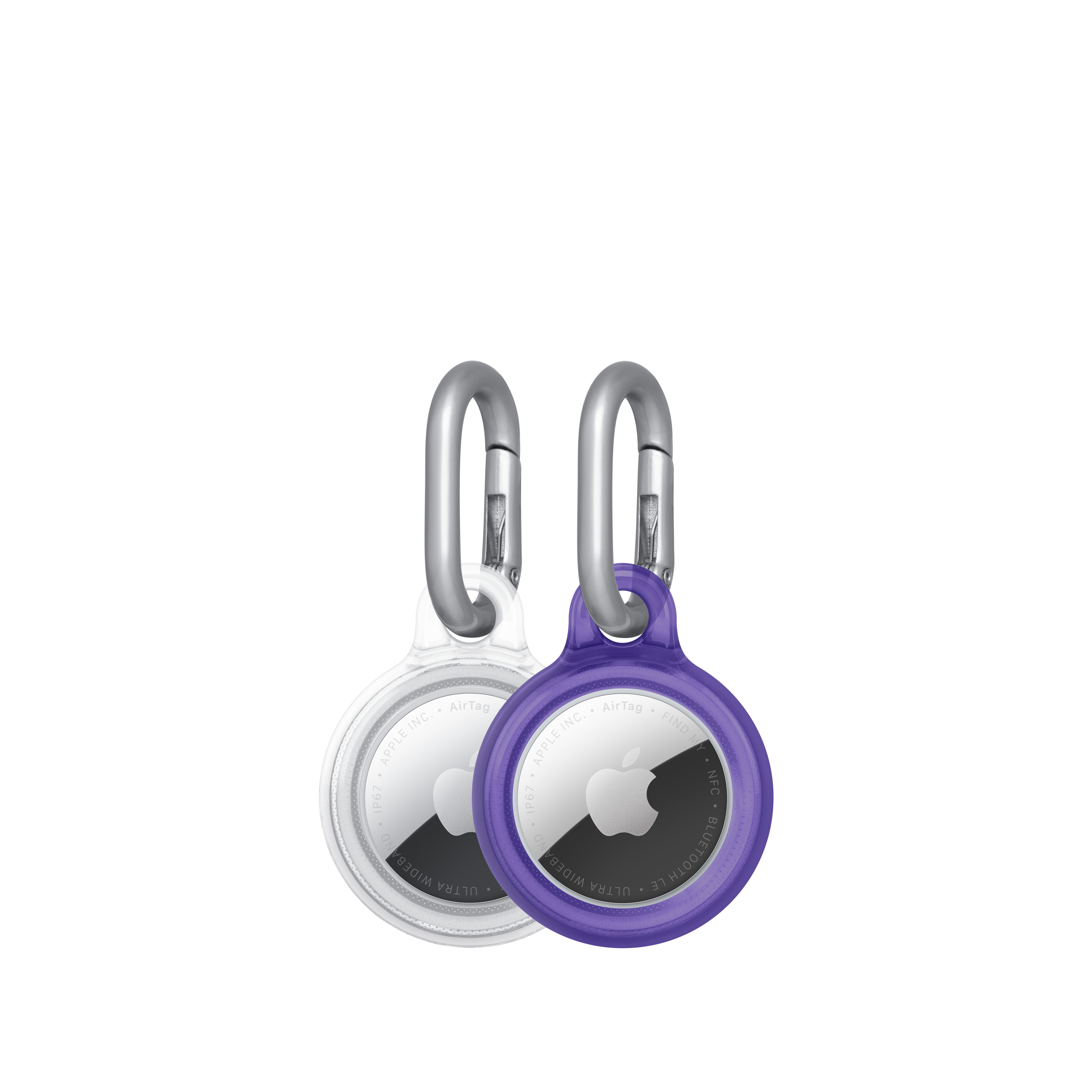 Tech21 EvoPop Case for AirTag（2個入り）- パープル&クリア - Apple
