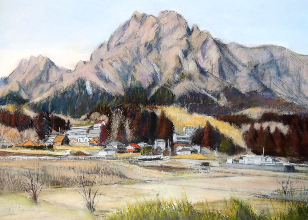 パステル画（23）妙義山を望む | マイペースライフ（趣味の油絵と水彩）