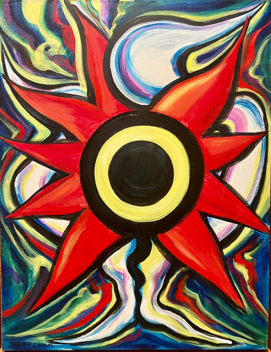 岡本太郎「跳ぶ」油彩模写 Yahoo!オークション - 蔵出 岡本太郎 《跳ぶ