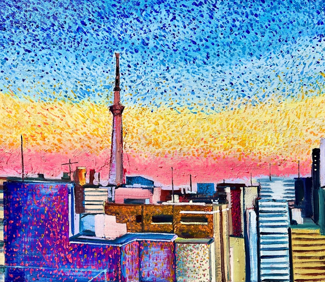 スカイツリーがある夕焼けの空 | 深澤雄太 の アート ブログ