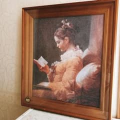最終価格 水晶画 貴石画 フラゴナール 『読書する娘』 美術工芸協会