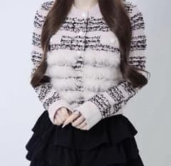 Lumignon Lumi tweed-like fur knit 黒ピンク - メルカリ