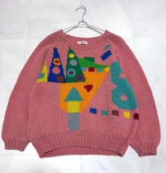 K-FACTORY 数字 図形デザイン ニットセーター ピンク ケイファクトリー