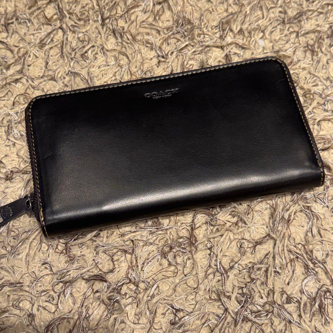 【未使用】COACH コーチ　レザー製 黒 長財布 水牛革　定価55,000円 コーチ 長財布 メンズ ブランド COACH CCQ07 SVO1U ブラック