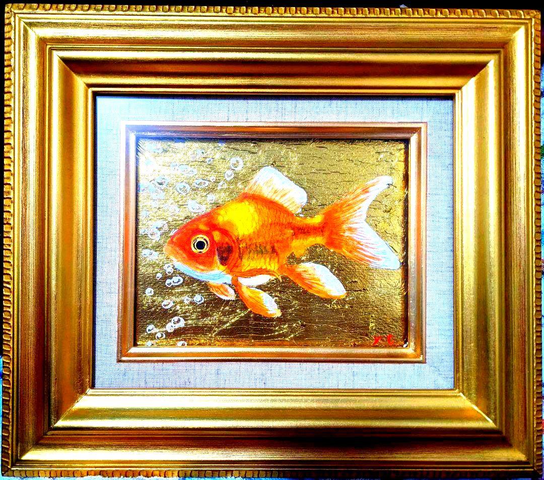 超美品！第17回プラチナアート2024上位入選作 値下げ交渉あり金箔で金魚 絵画