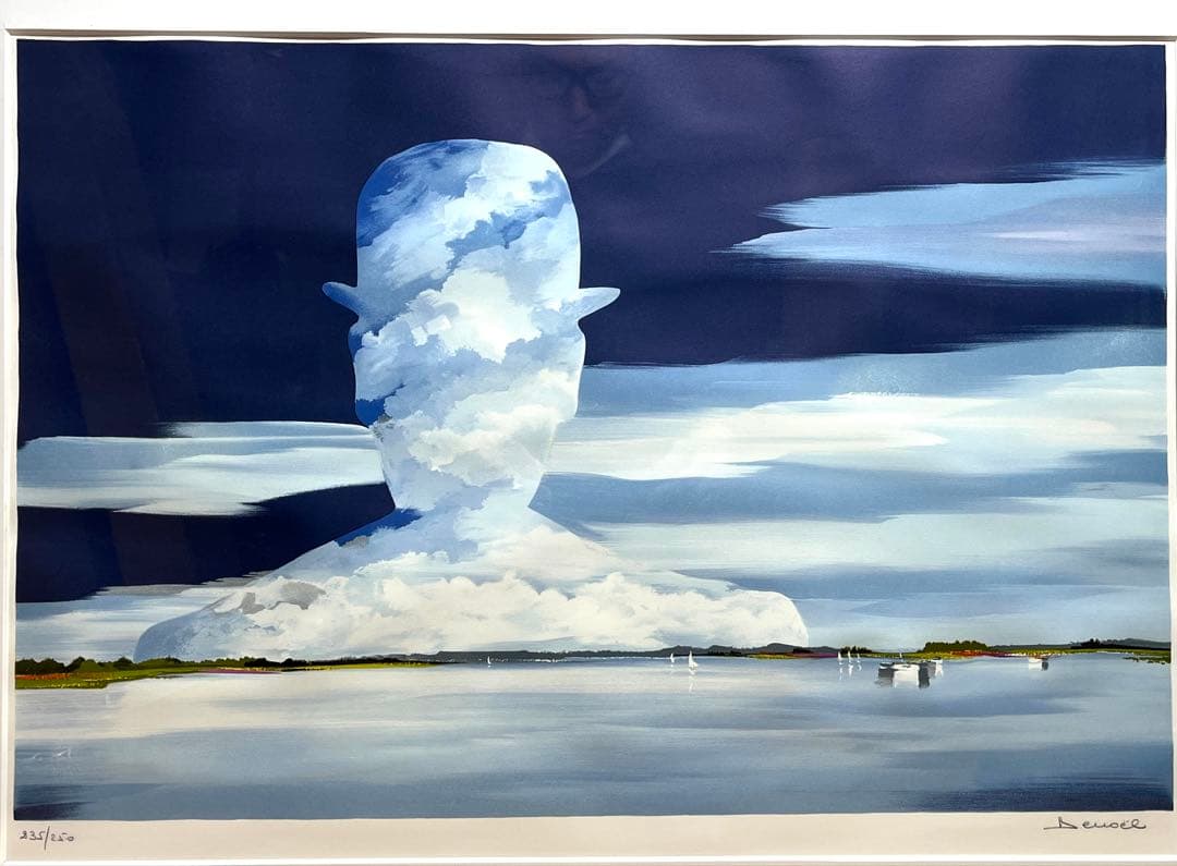 真作保証 リトグラフ 版画 デノエル「マグリットの幻想」 サイン有り