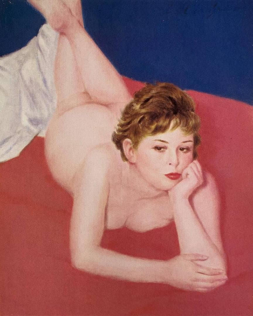 蛭沢尚、【ほゝづえ】、希少な画集より、新品額装付、マット額装付き