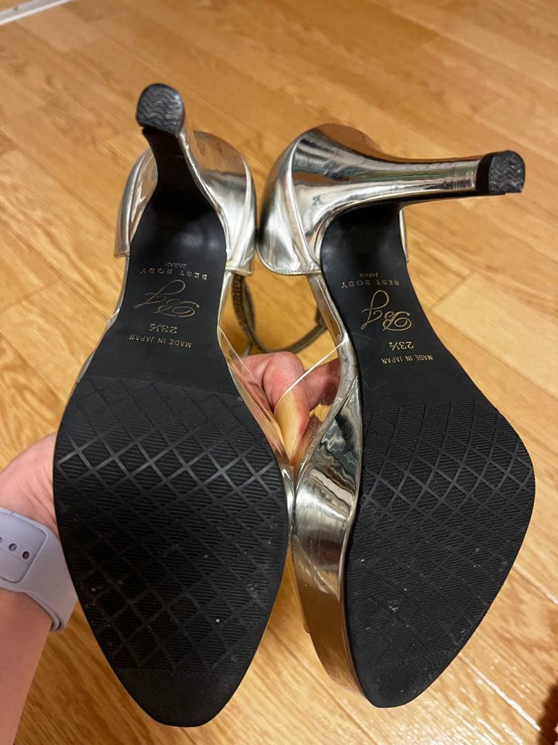 ベストボディジャパン 公式シルバー クリアストラップ ハイヒール23.5