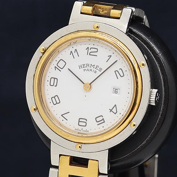 HERMES アナログ時計 シルバー ゴールド