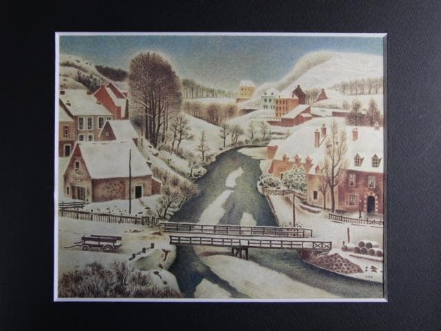 岡鹿之助、【積雪】、希少な大判額装用画集より、美品、日本人画家