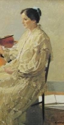 小磯良平、【リュートを持つ婦人】、希少な額装用画集より、新品額装付