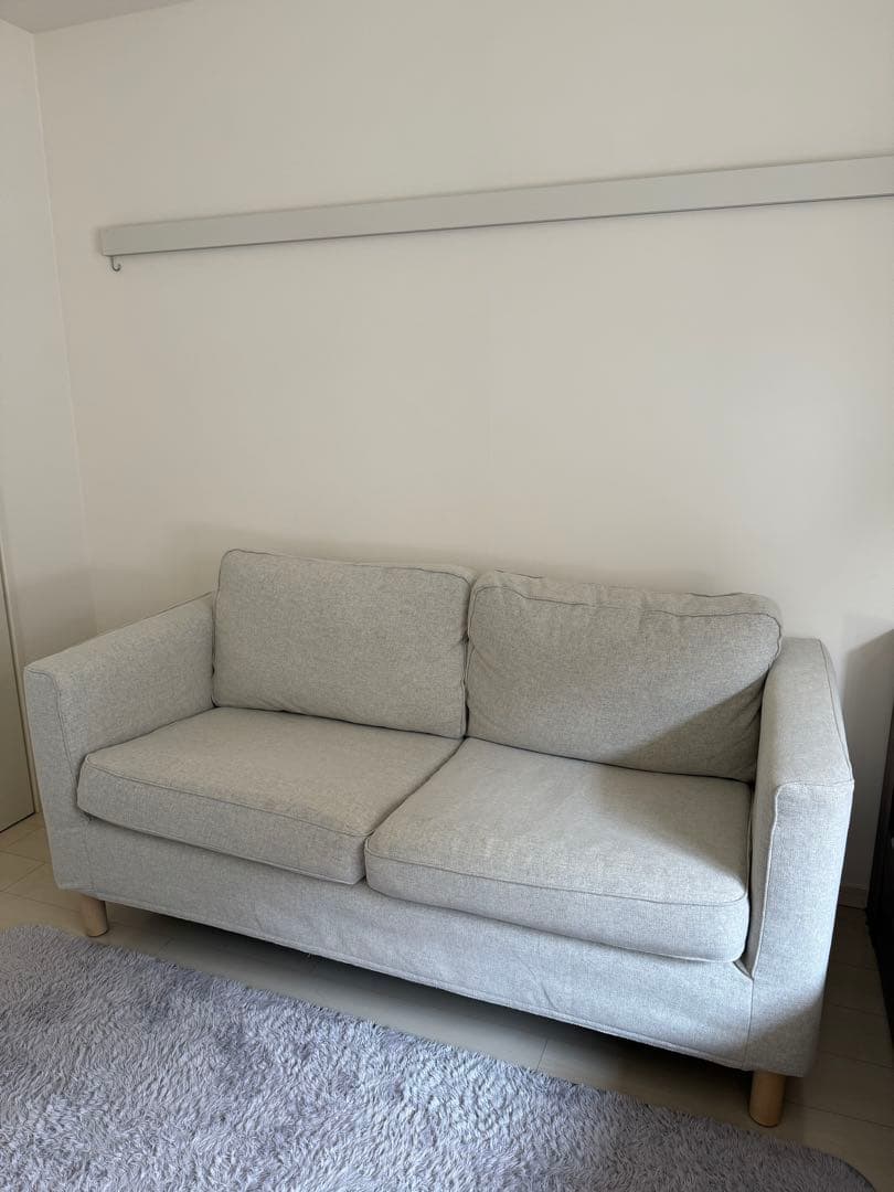 ライトグレー ファブリックソファ 2人掛け