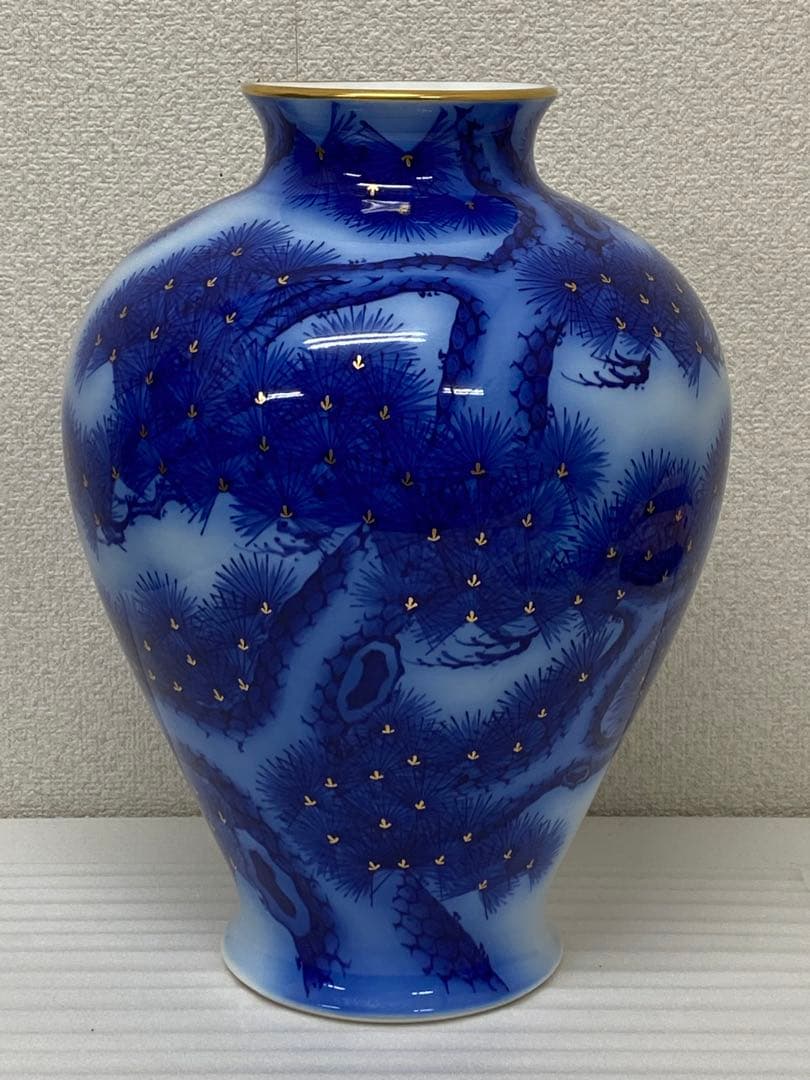 3-3289 香蘭社の染錦模様老松文花瓶