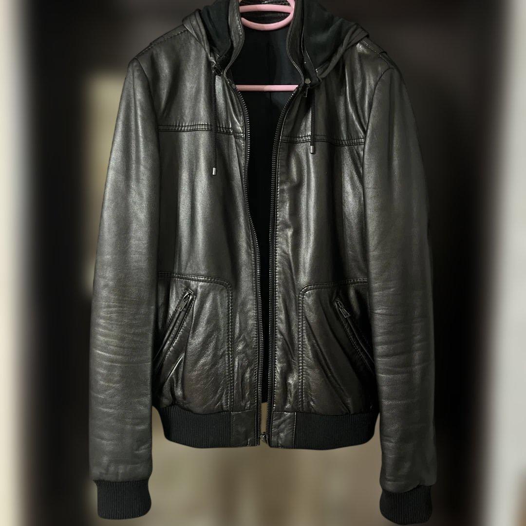バレンシアガ　フード付きレザージャケット 24AW new/BALENCIAGA フード付レザージャケット LeatherJacket